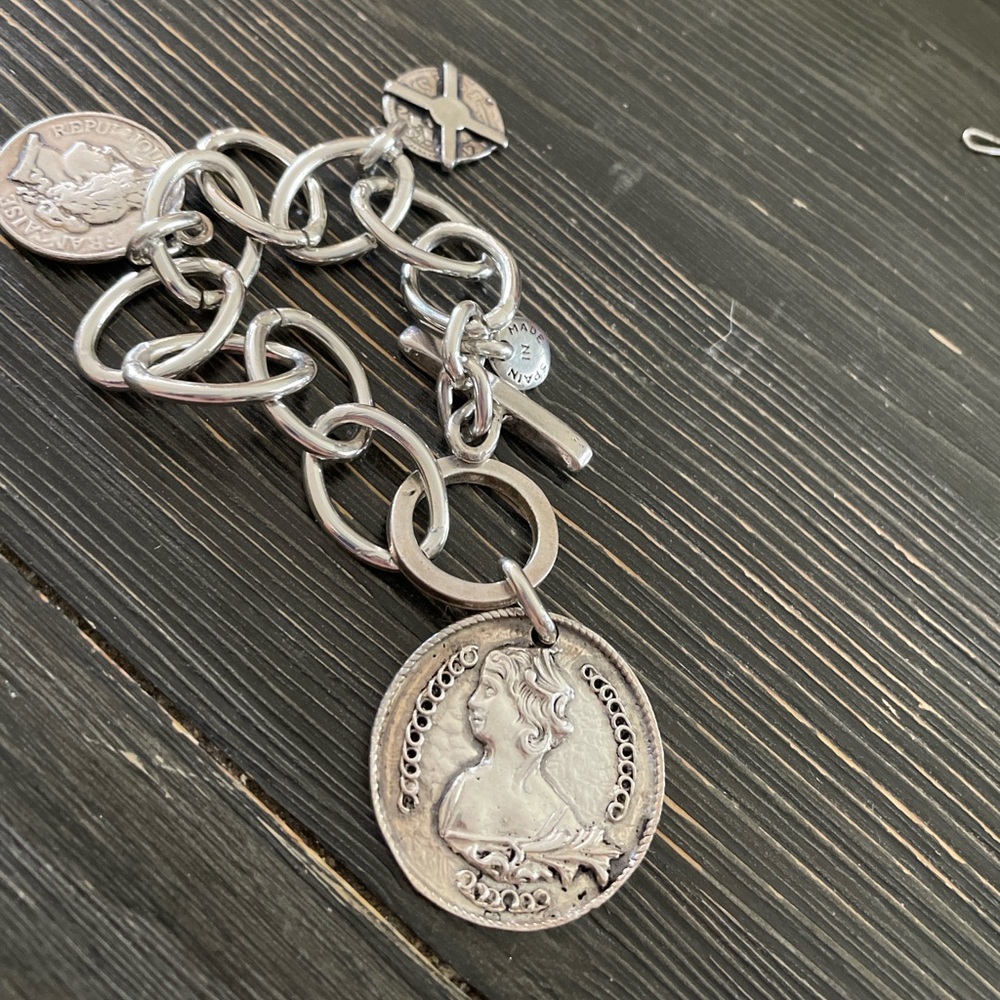 Silver Coin Charm Bracelet by MERX